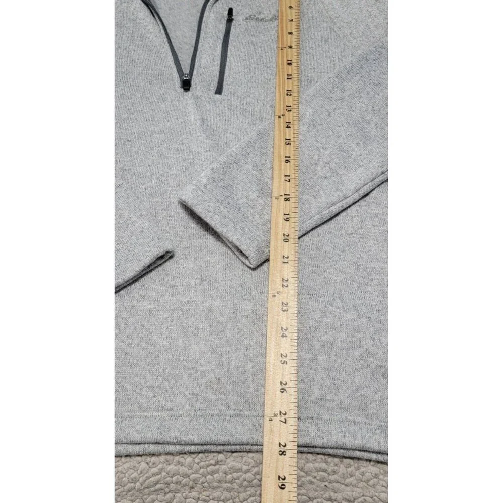 EDDIE BAUER Men’s Large Gray Fleece-Lined‎ Sweater Pullover 1/2 Zip Long Sleeve